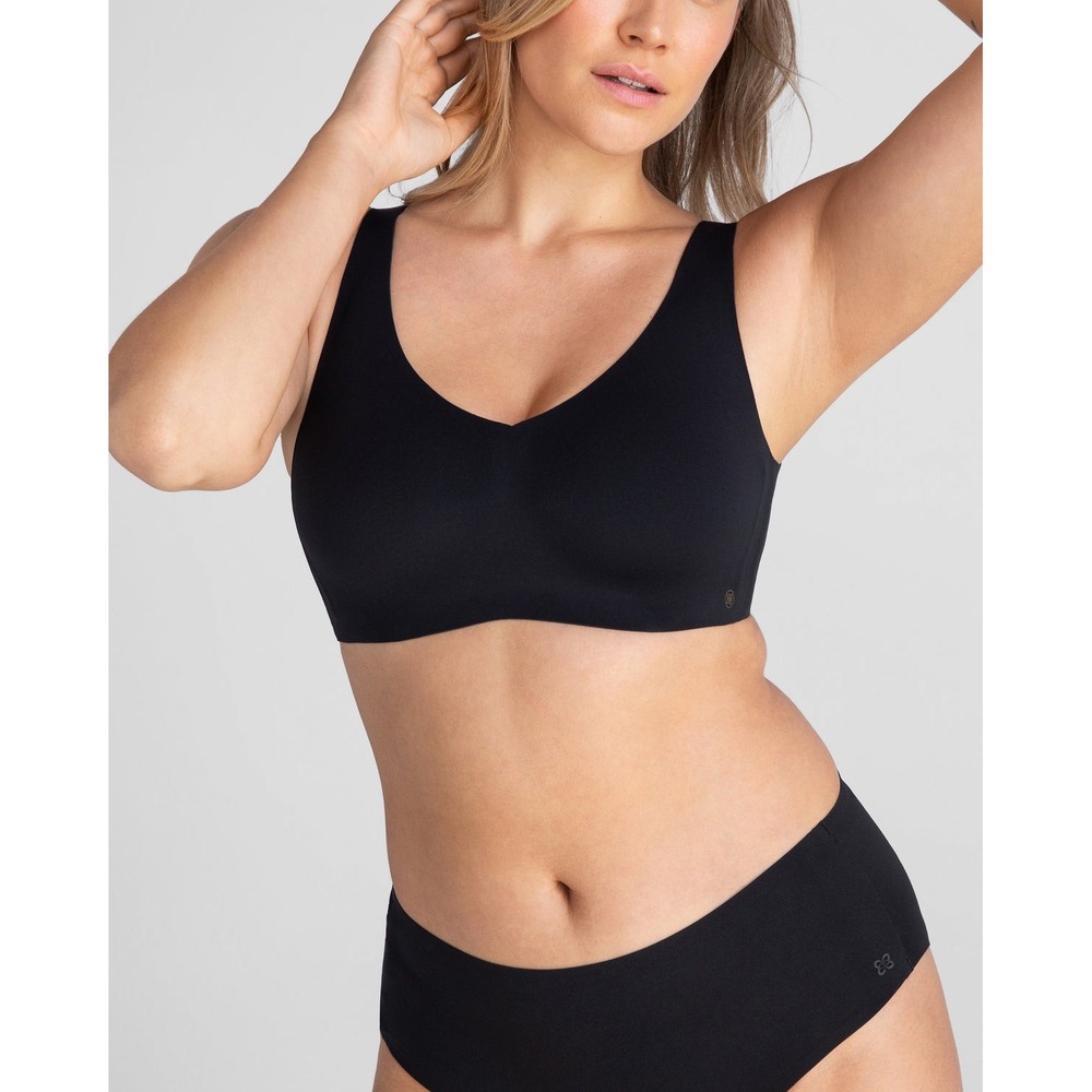 Honeylove V-Neck Wireless Pullover Bra Black Seamless Smoothing Size L